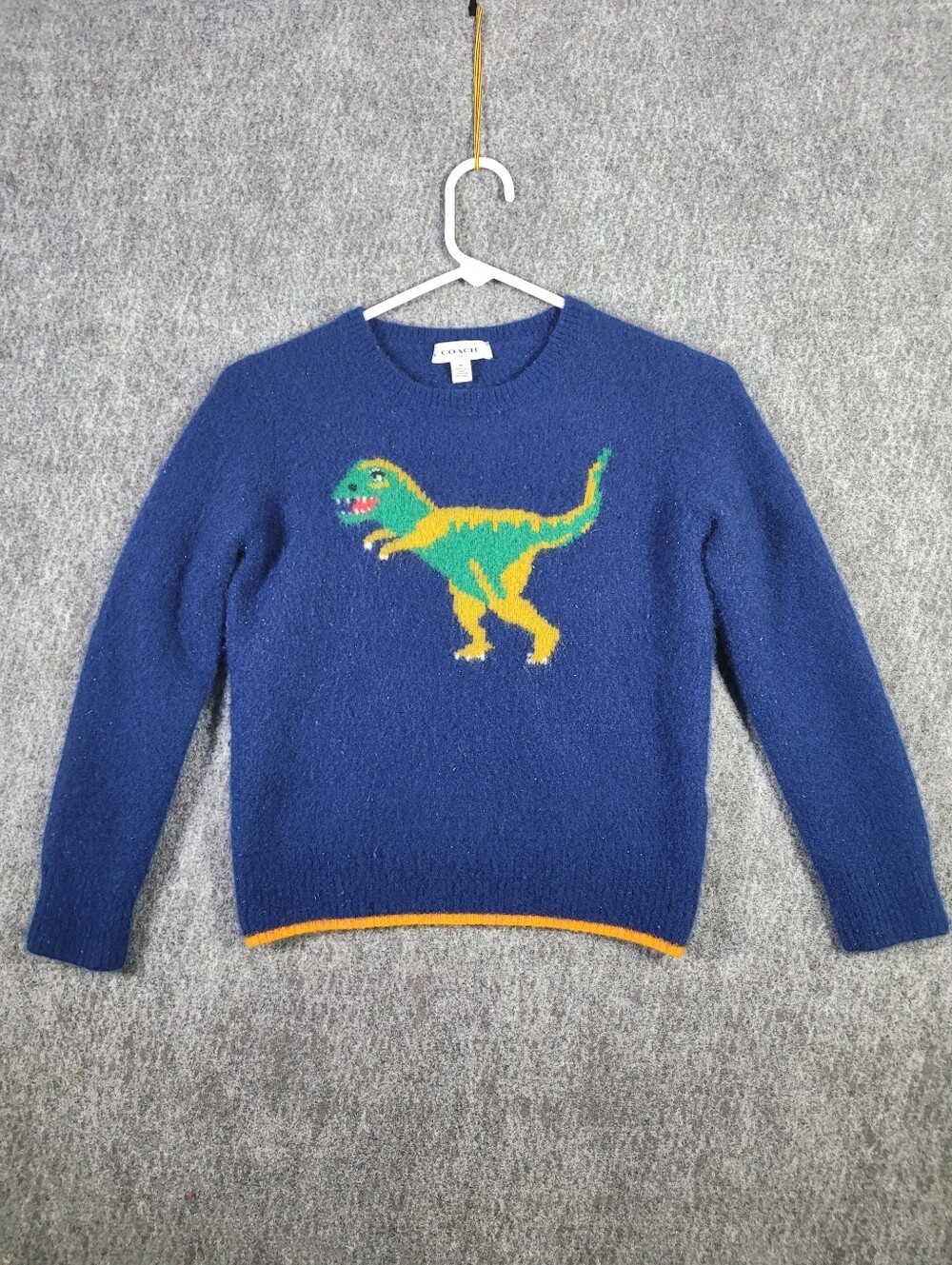 Coach 1941 Rexy Crewneck Sweater Blue Wool Cashmere Dinosaur M As Seen On Selena